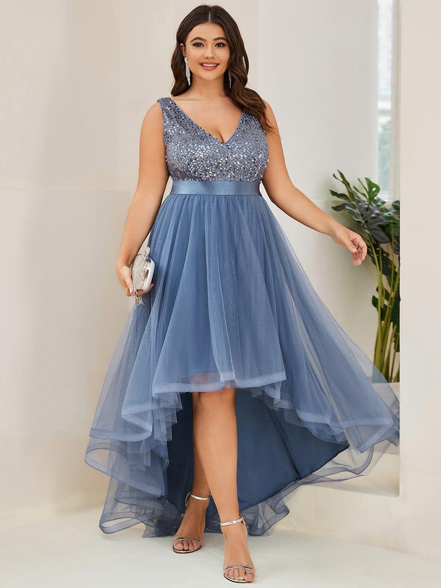 ever CALLIE|Sequin V-Neck Sleeveless High Low Evening Dress - Image 23