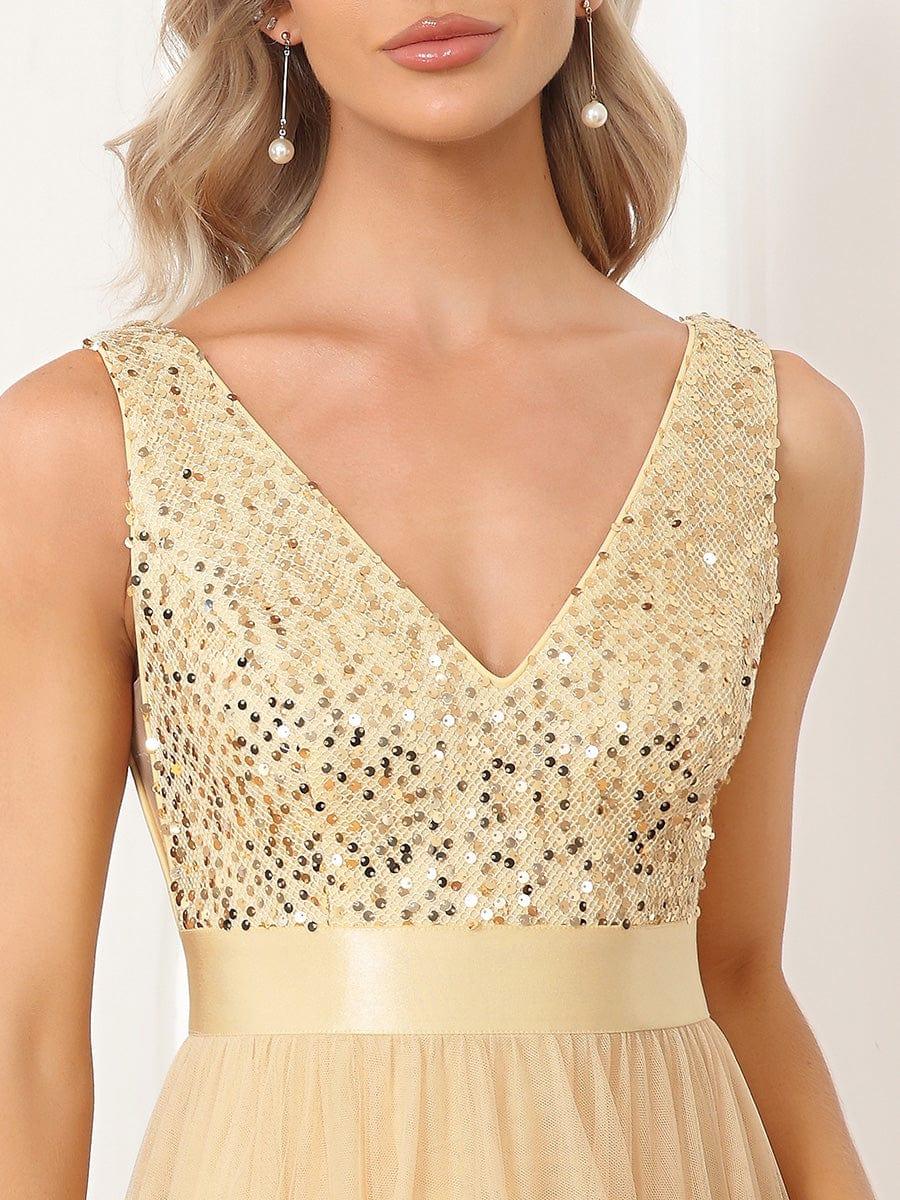 ever CALLIE|Sequin V-Neck Sleeveless High Low Evening Dress - Image 31