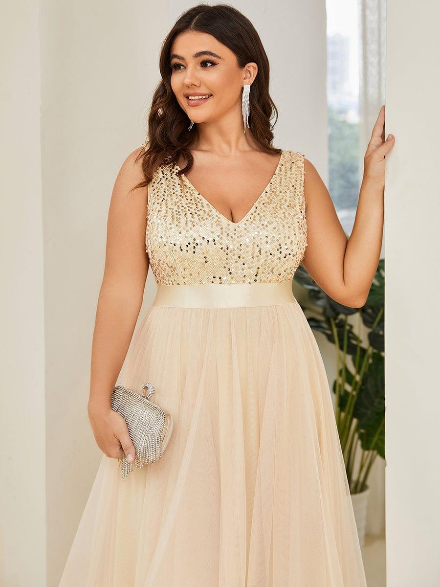 ever CALLIE|Sequin V-Neck Sleeveless High Low Evening Dress - Image 36
