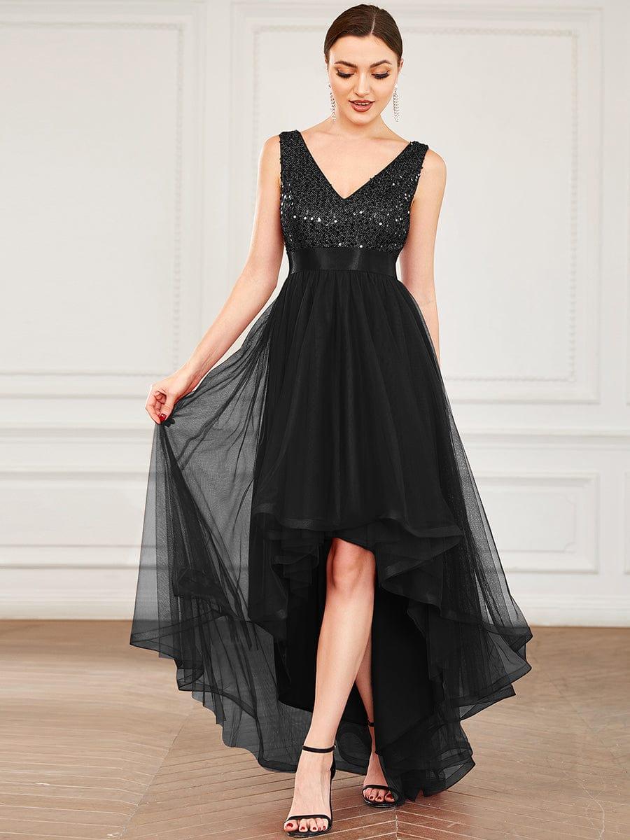ever CALLIE|Sequin V-Neck Sleeveless High Low Evening Dress - Image 37