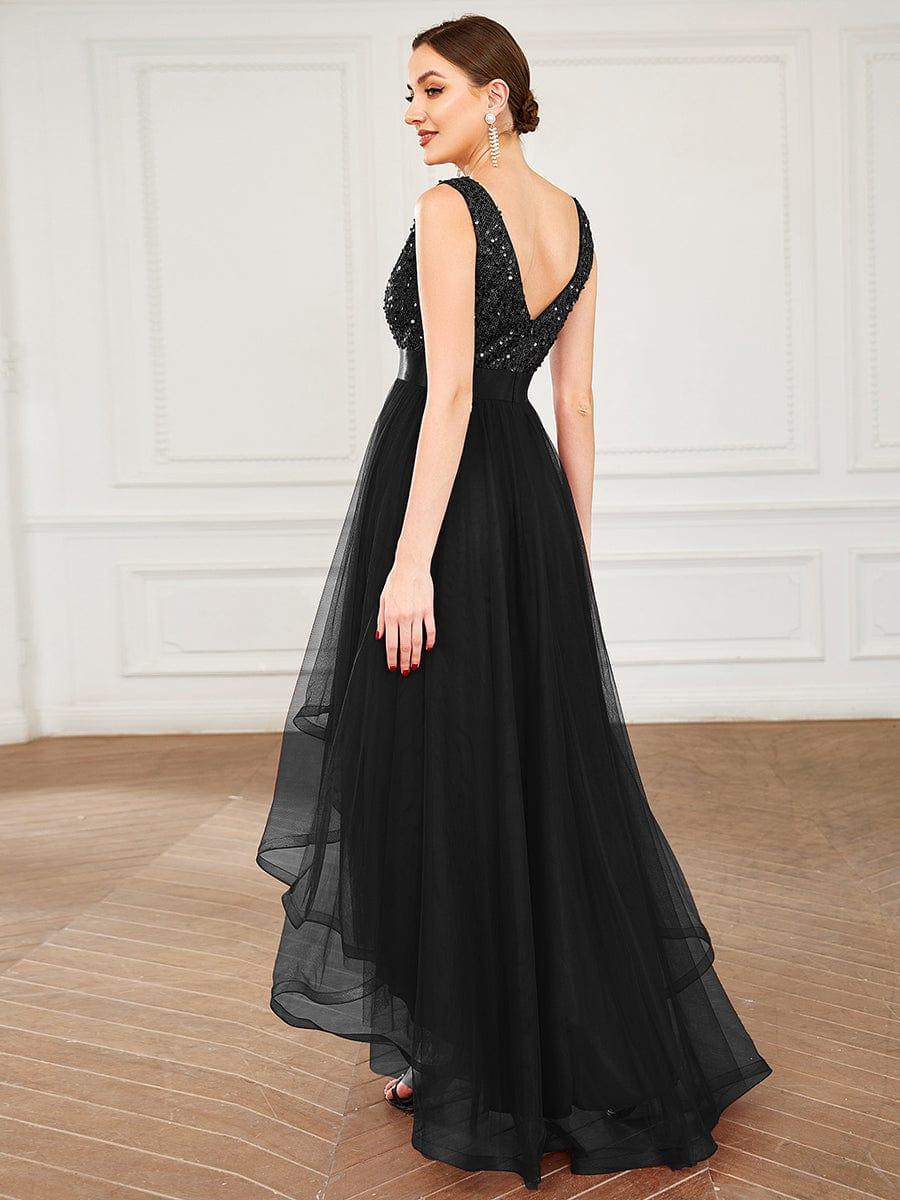 ever CALLIE|Sequin V-Neck Sleeveless High Low Evening Dress - Image 38