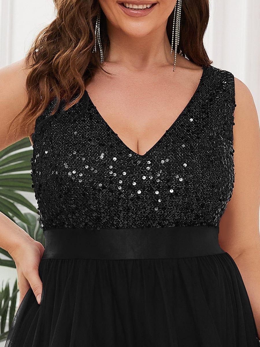 ever CALLIE|Sequin V-Neck Sleeveless High Low Evening Dress - Image 46