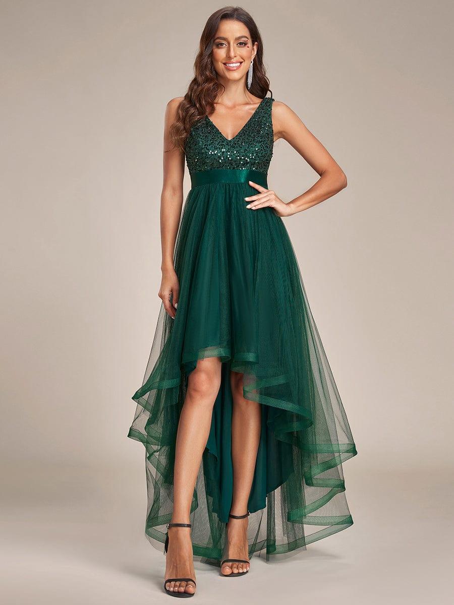 ever CALLIE|Sequin V-Neck Sleeveless High Low Evening Dress - Image 48