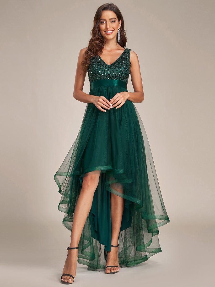 ever CALLIE|Sequin V-Neck Sleeveless High Low Evening Dress - Image 49