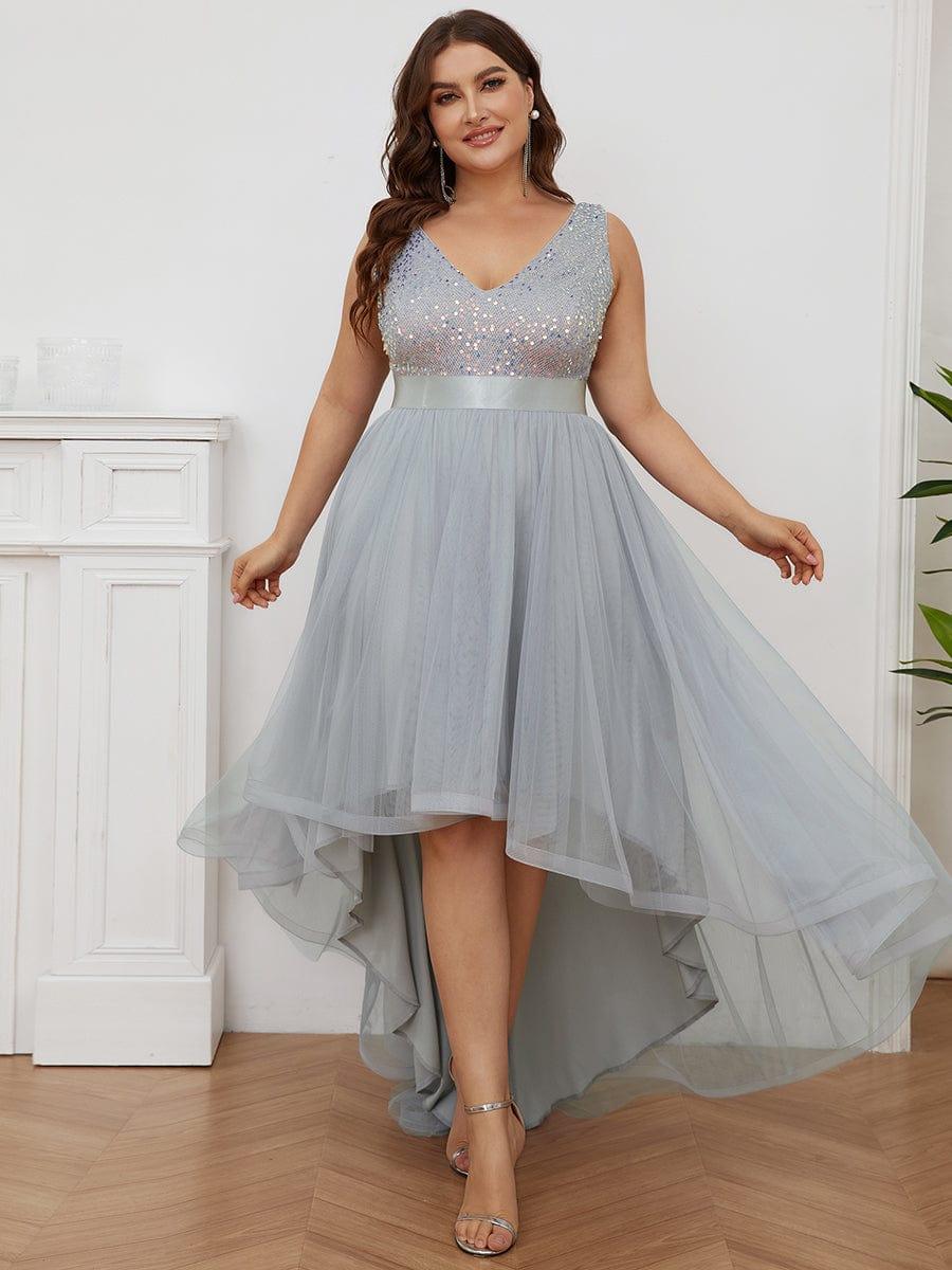 ever CALLIE|Sequin V-Neck Sleeveless High Low Evening Dress - Image 8