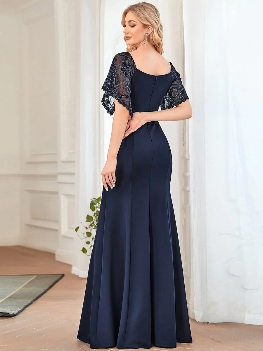 ever SLOANE|Sexy Maxi V Neck Bodycon Party Dress with Flare Sleeves(Final Sale) - Image 13