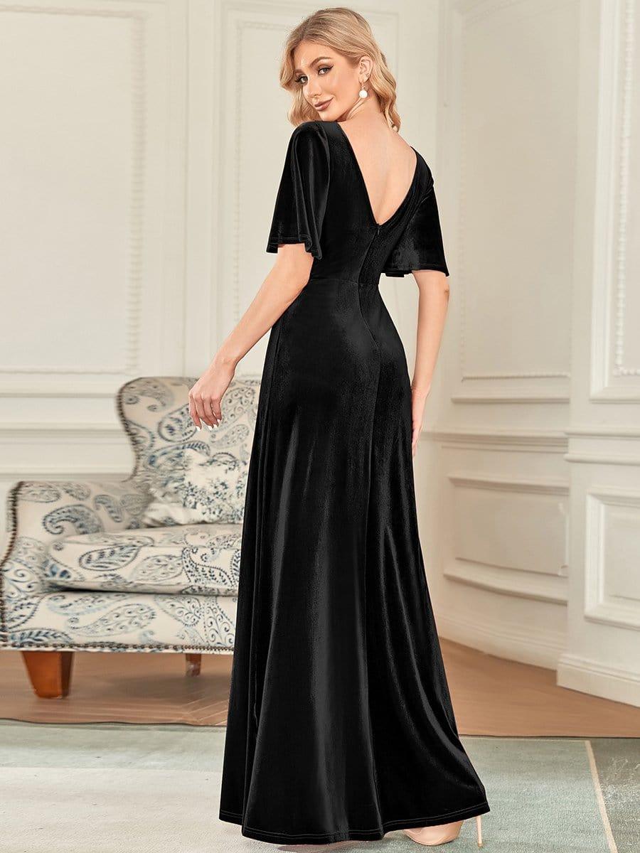 ever REINE|Sexy V Neck Maxi Long Velvet Evening Dress - Image 28