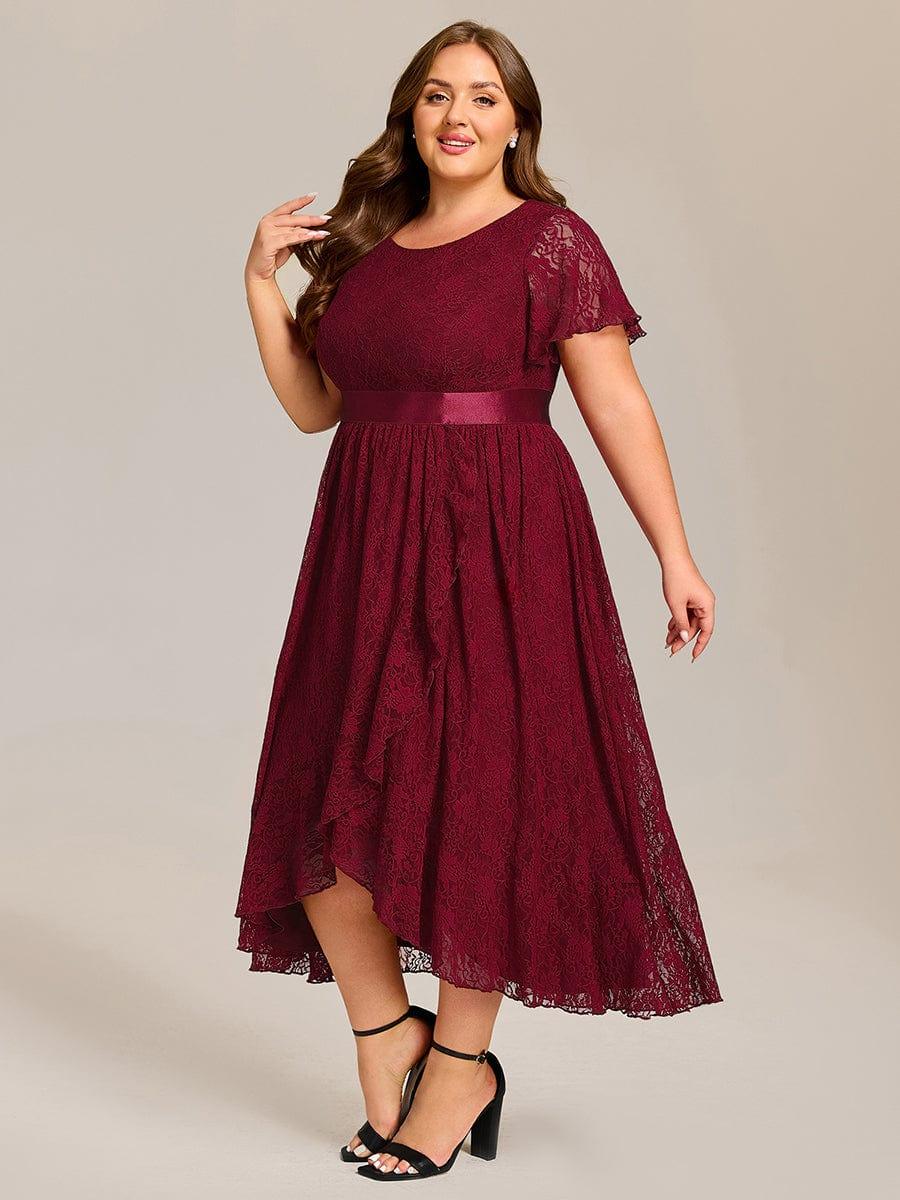 ever SEVYN|Short Sleeve Ruffled Lace Midi Evening Dress - Image 10