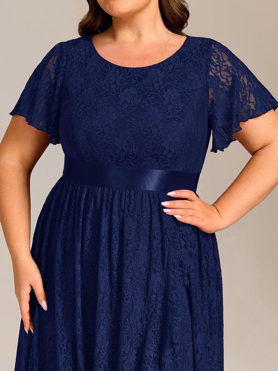 ever SEVYN|Short Sleeve Ruffled Lace Midi Evening Dress - Image 18