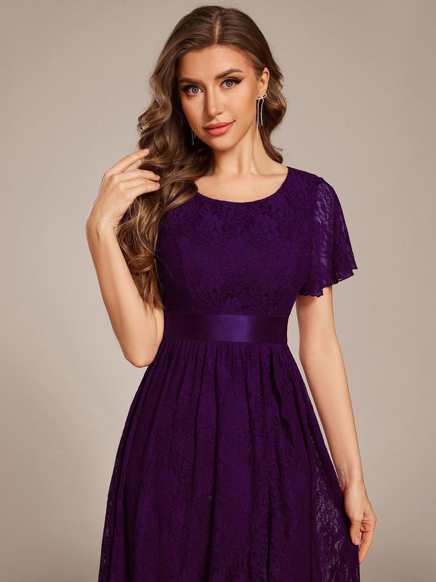 ever SEVYN|Short Sleeve Ruffled Lace Midi Evening Dress - Image 23