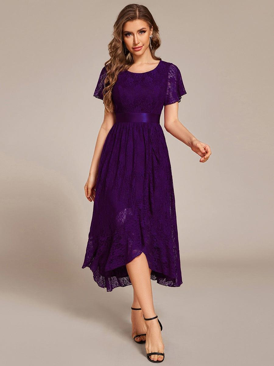 ever SEVYN|Short Sleeve Ruffled Lace Midi Evening Dress - Image 24
