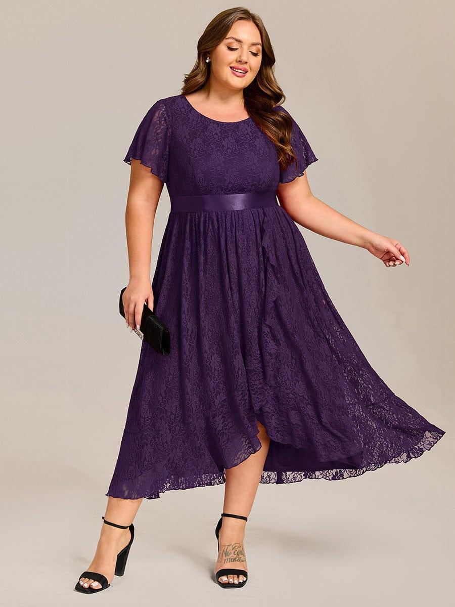 ever SEVYN|Short Sleeve Ruffled Lace Midi Evening Dress - Image 30