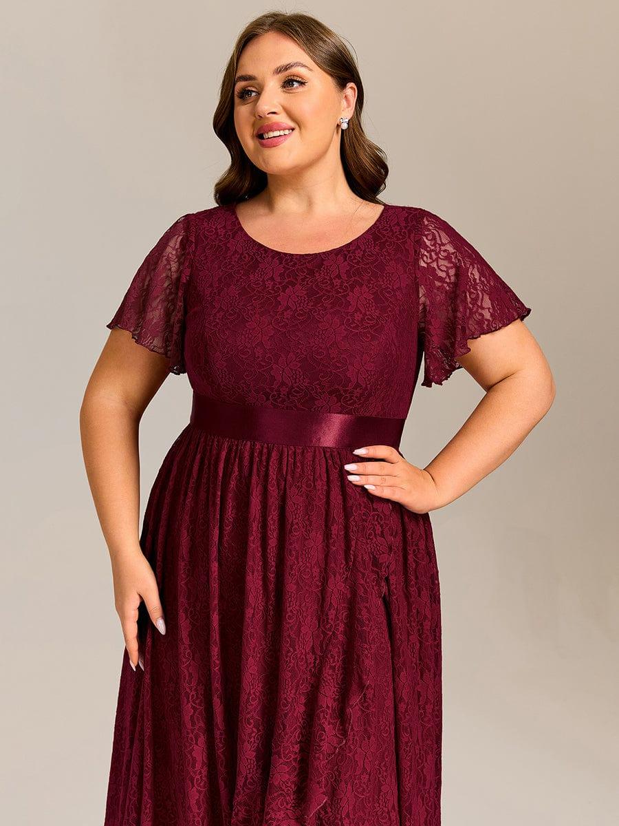 ever SEVYN|Short Sleeve Ruffled Lace Midi Evening Dress - Image 8