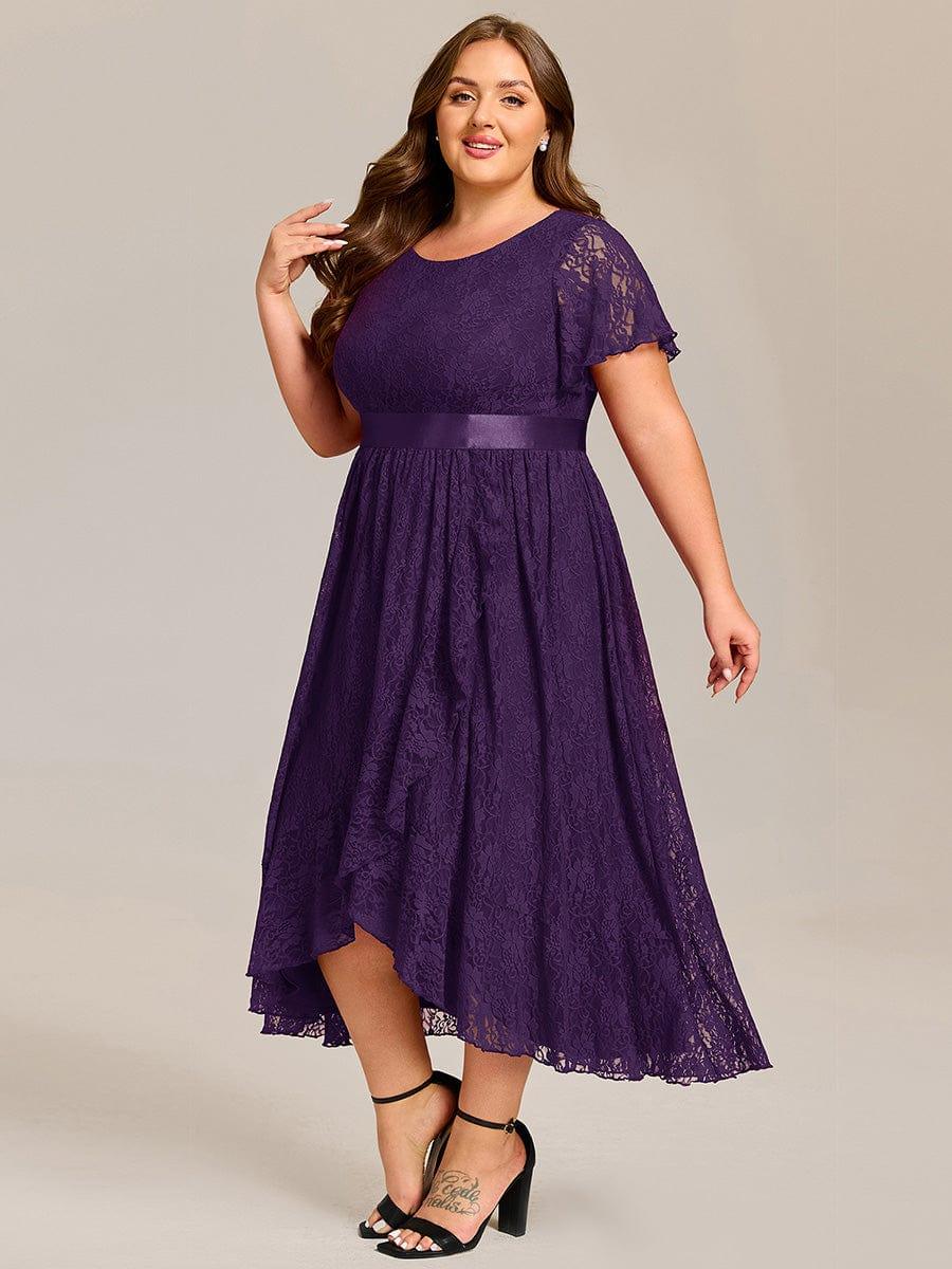 ever SEVYN|Short Sleeve Ruffled Lace Midi Weeding Guest Dress - Image 29