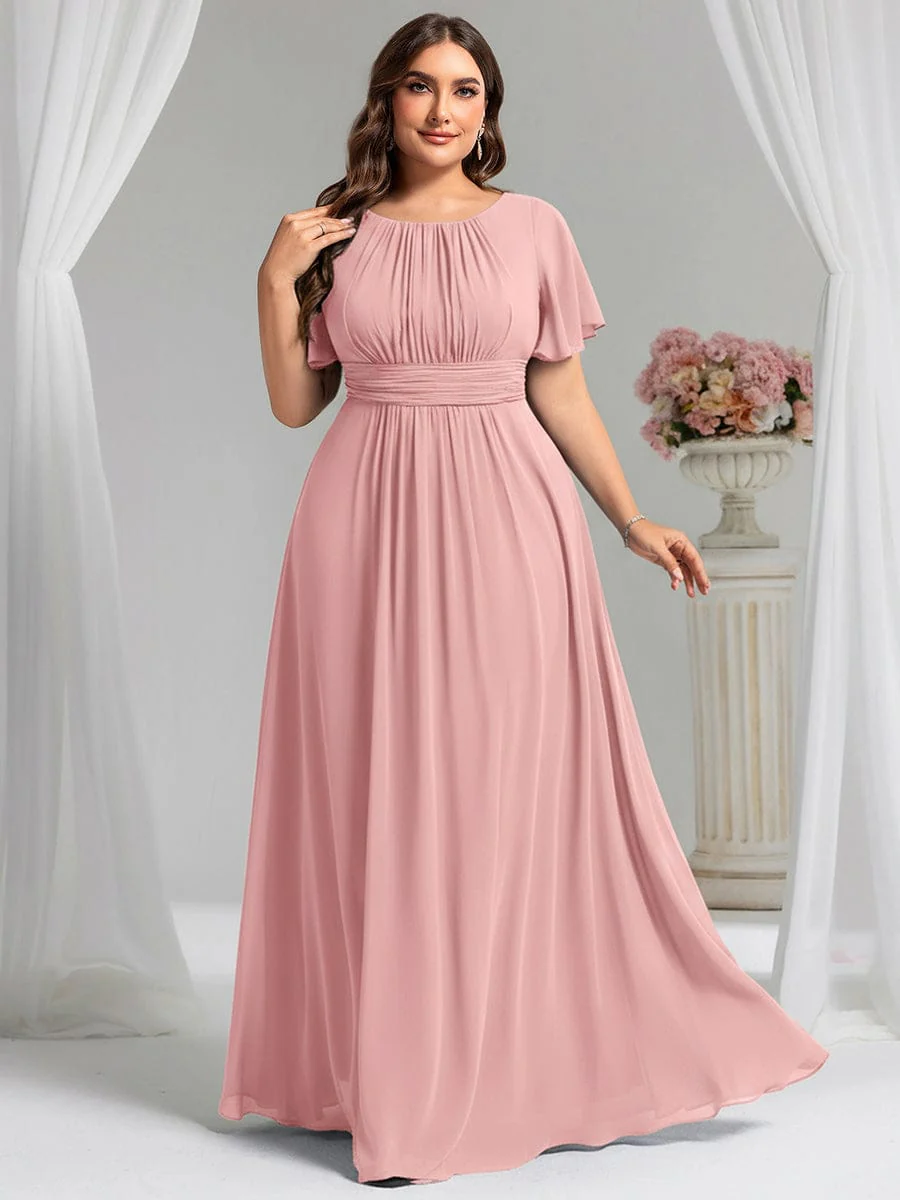 Simple Chiffon Pleated A-Line Round Neckline Dress in Black - Image 14