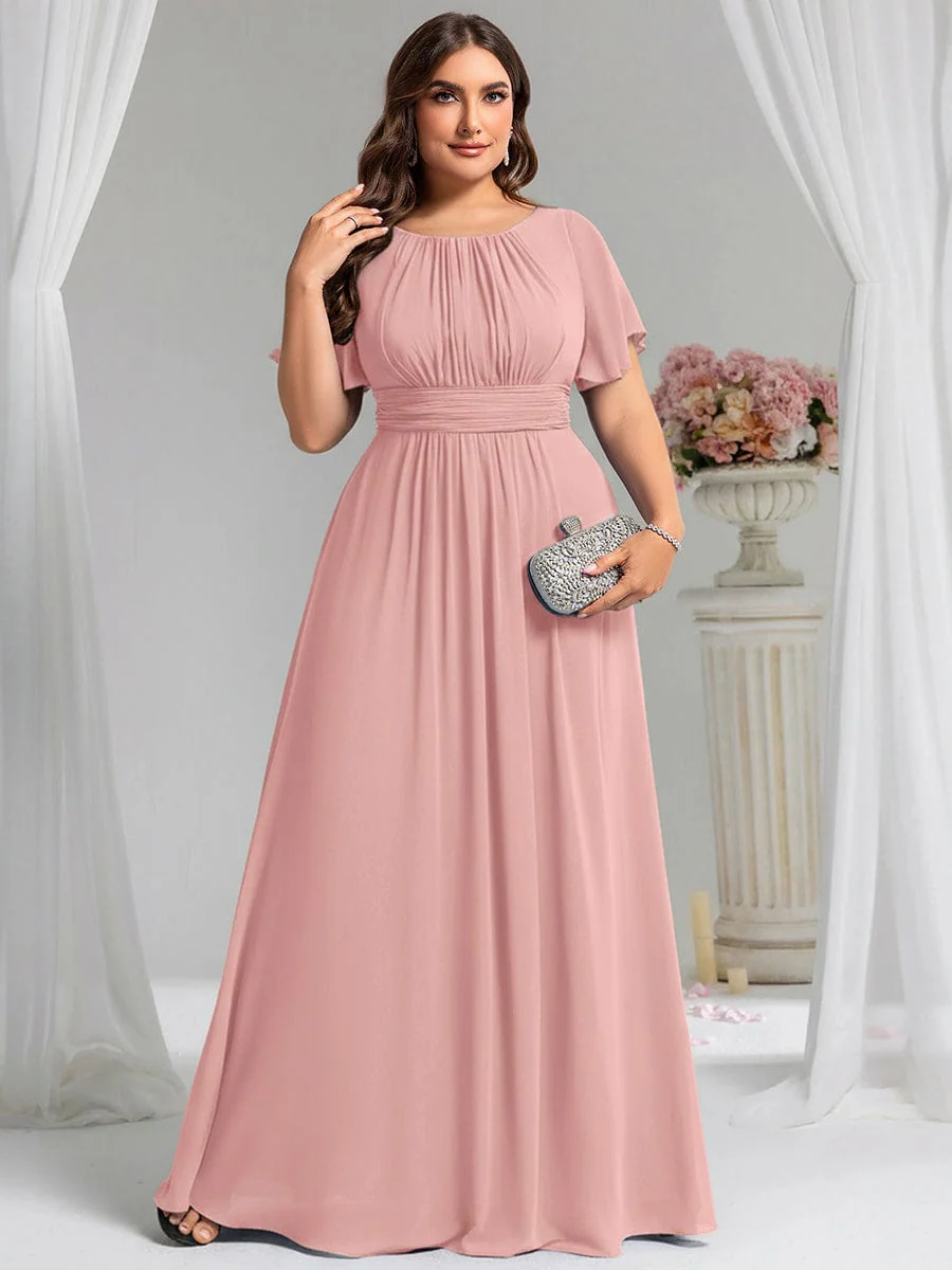 Simple Chiffon Pleated A-Line Round Neckline Dress in Black - Image 17