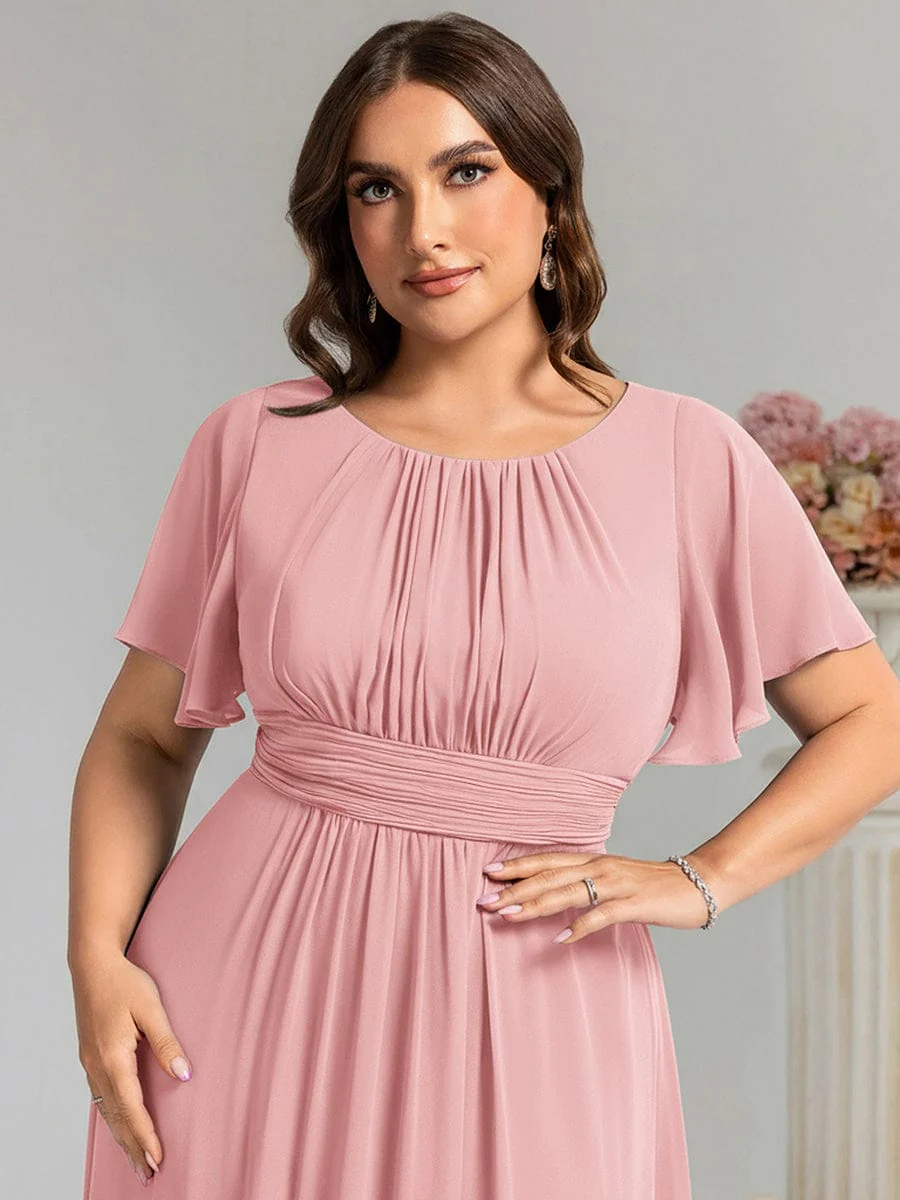 Simple Chiffon Pleated A-Line Round Neckline Dress in Black - Image 18