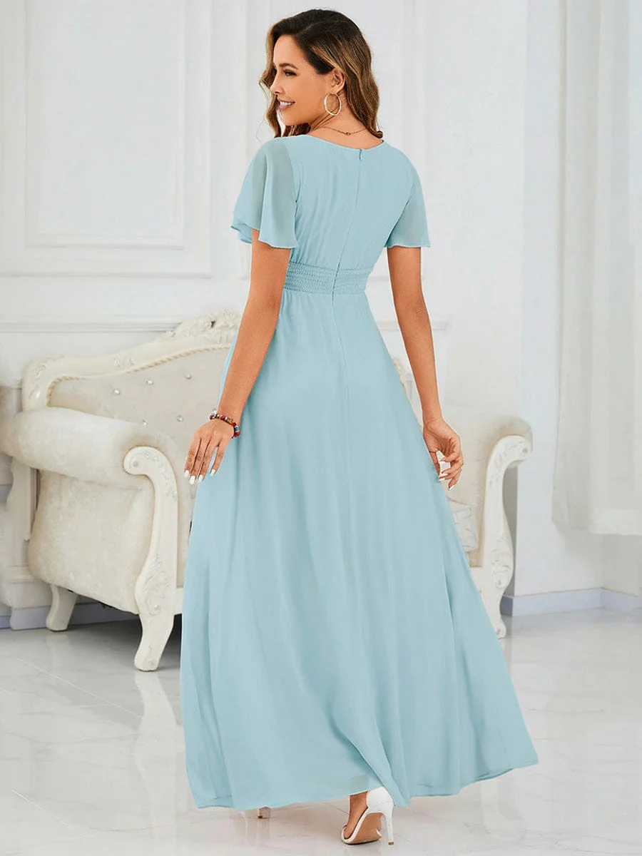 Simple Chiffon Pleated A-Line Round Neckline Dress in Black - Image 20
