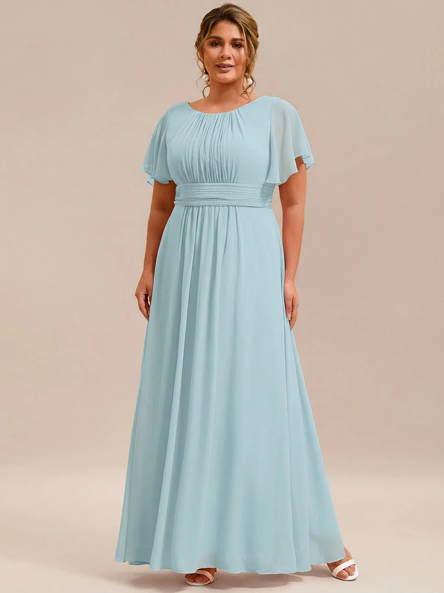 Simple Chiffon Pleated A-Line Round Neckline Dress in Black - Image 24