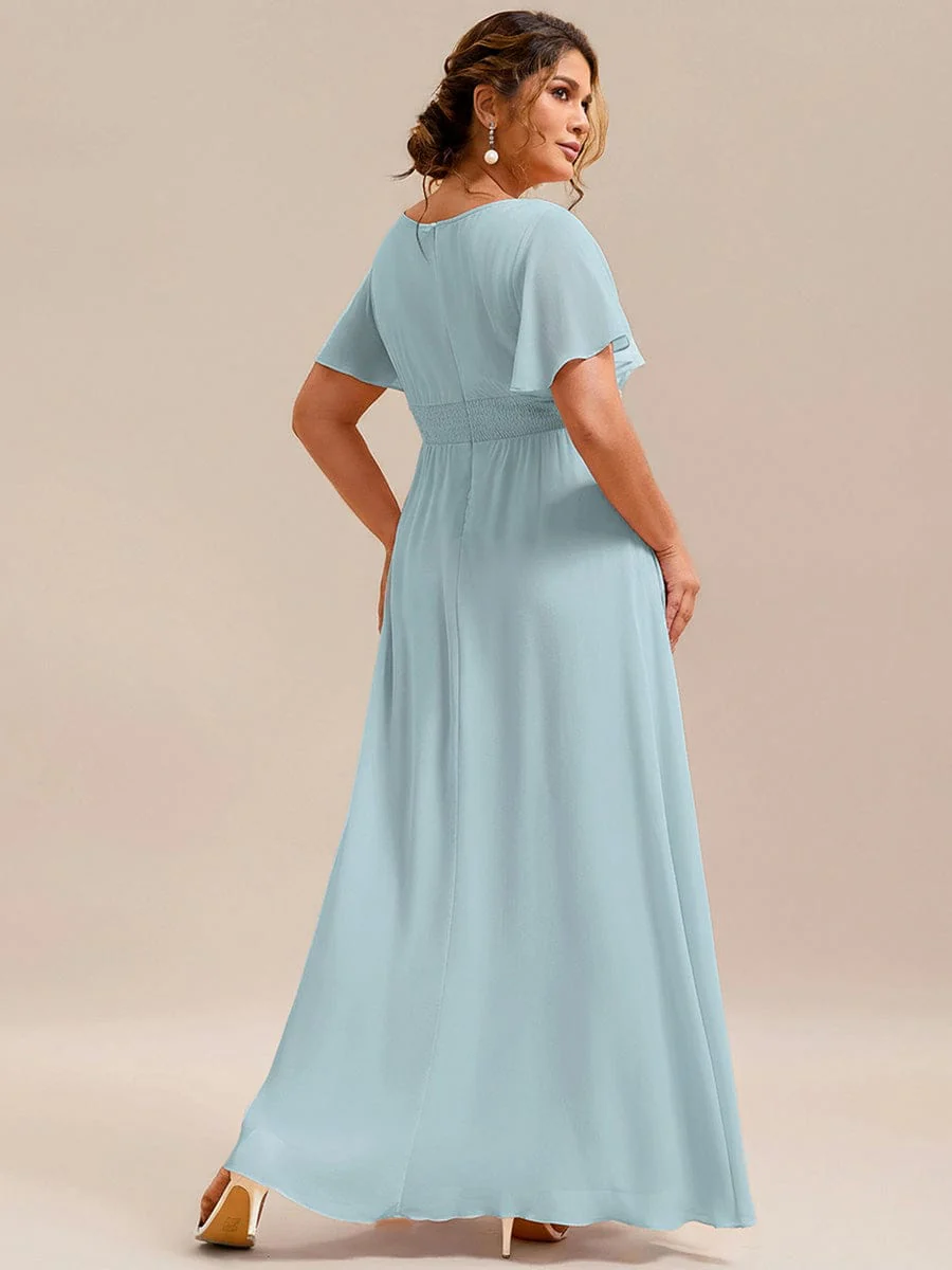 Simple Chiffon Pleated A-Line Round Neckline Dress in Black - Image 25