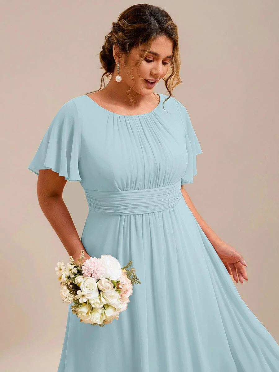 Simple Chiffon Pleated A-Line Round Neckline Dress in Black - Image 28
