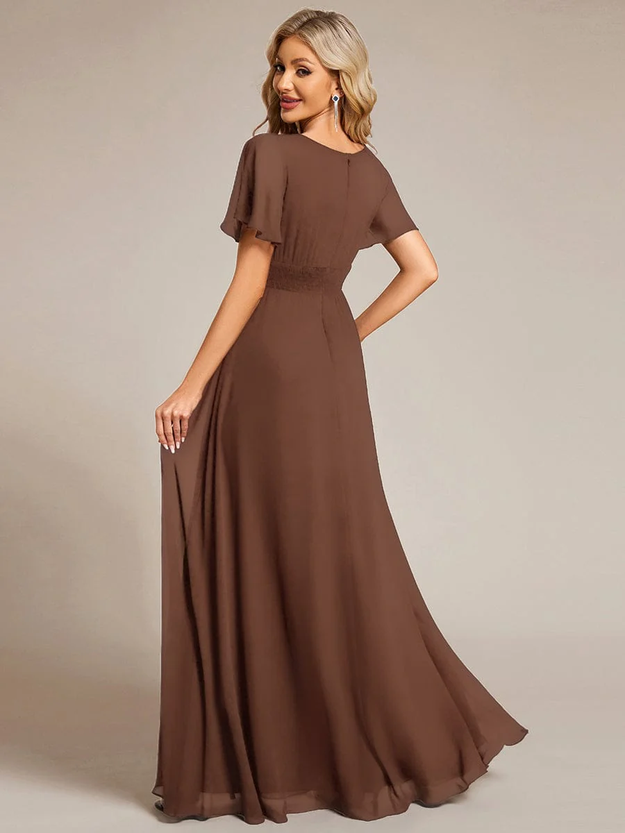 Simple Chiffon Pleated A-Line Round Neckline Dress in Black - Image 30