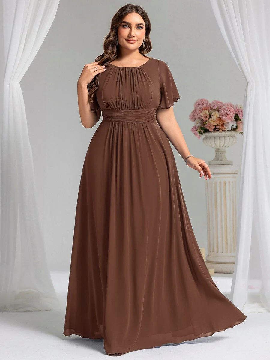 Simple Chiffon Pleated A-Line Round Neckline Dress in Black - Image 34