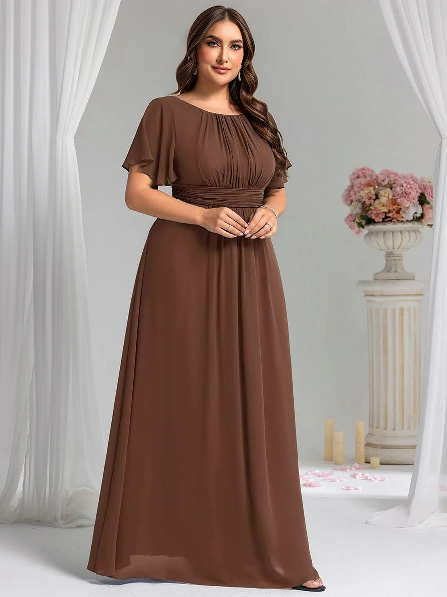 Simple Chiffon Pleated A-Line Round Neckline Dress in Black - Image 36