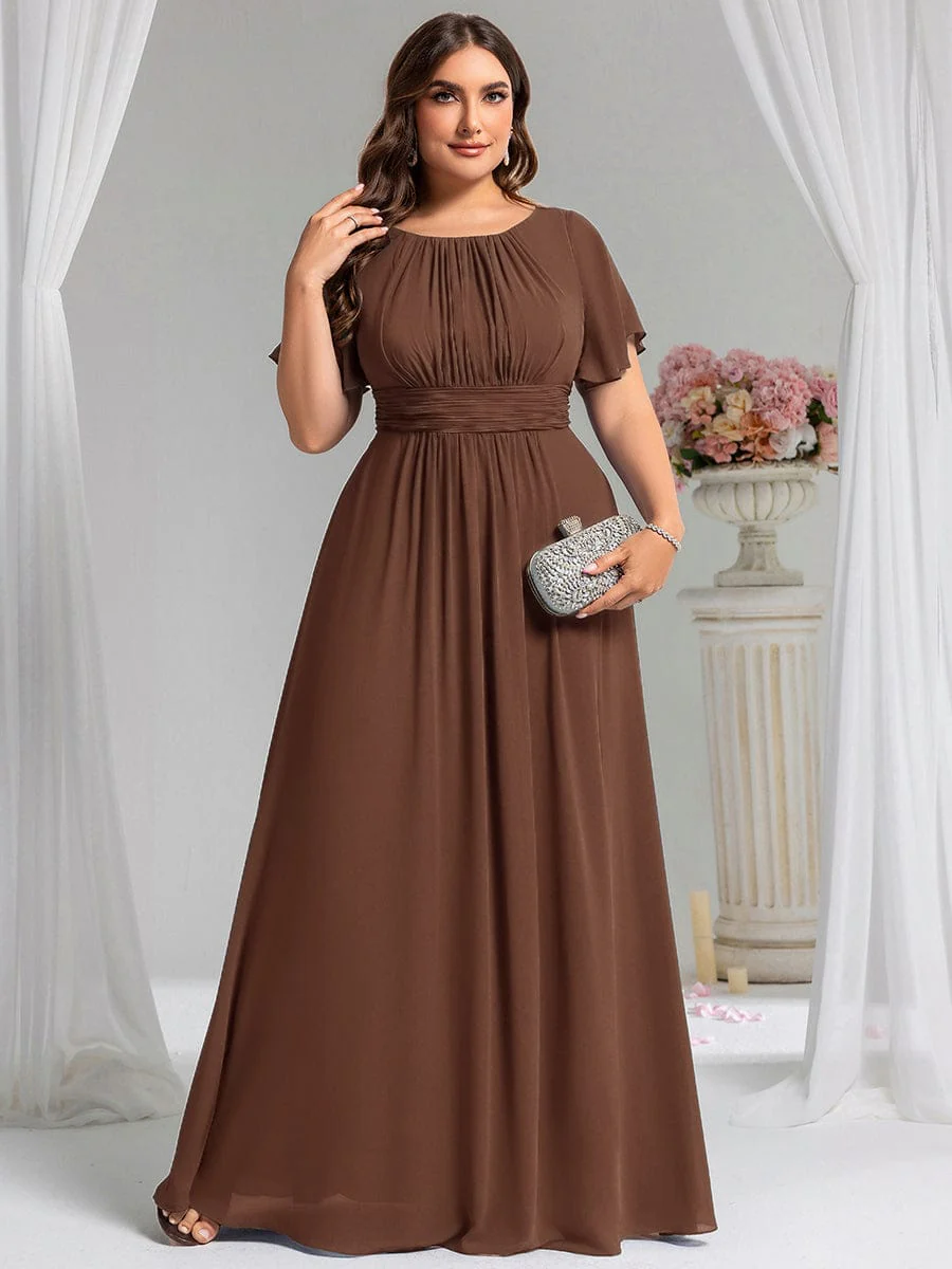 Simple Chiffon Pleated A-Line Round Neckline Dress in Black - Image 37