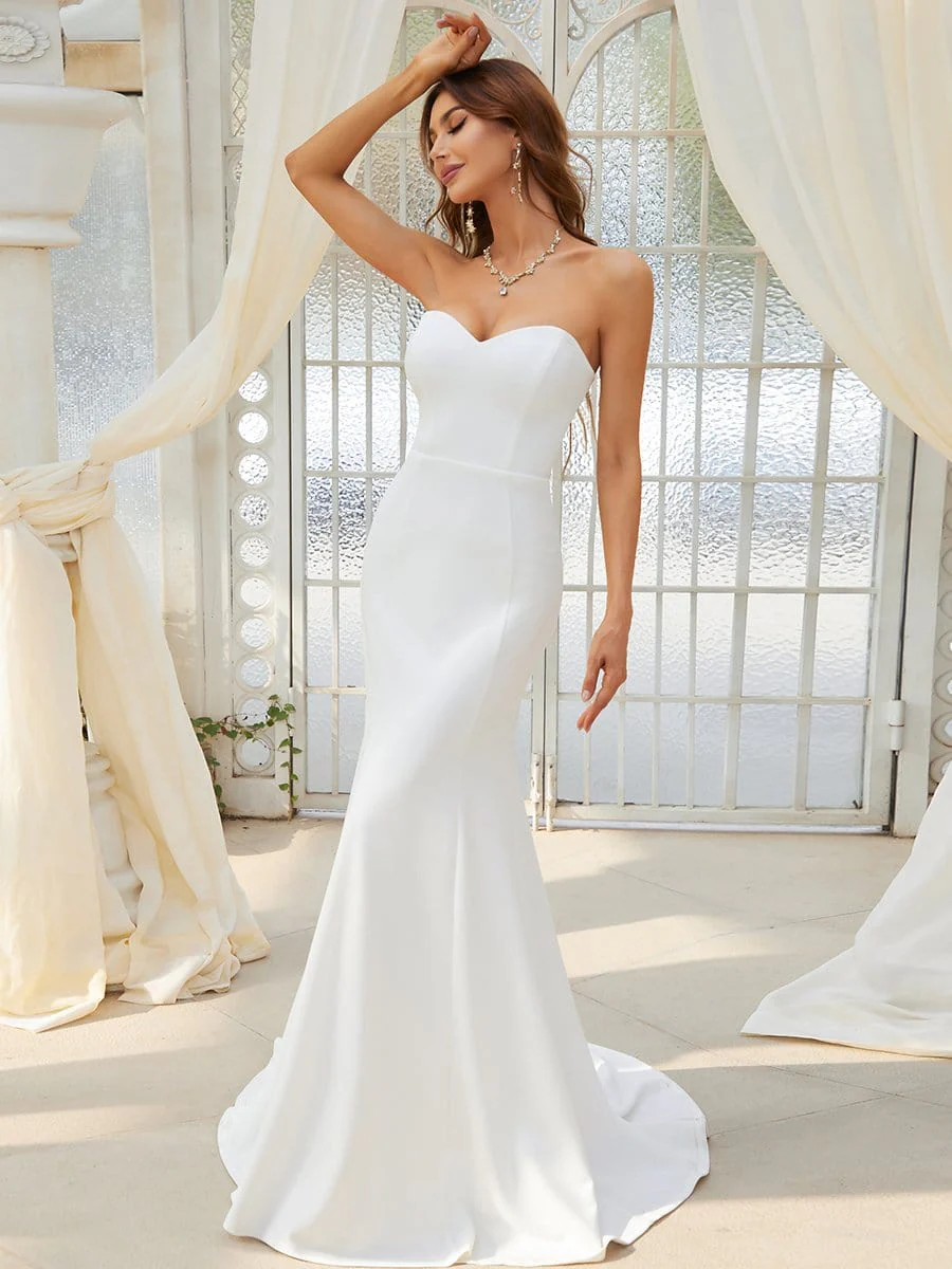 Simple Strapless Sweetheart Mermaid Wedding Dress - Image 11