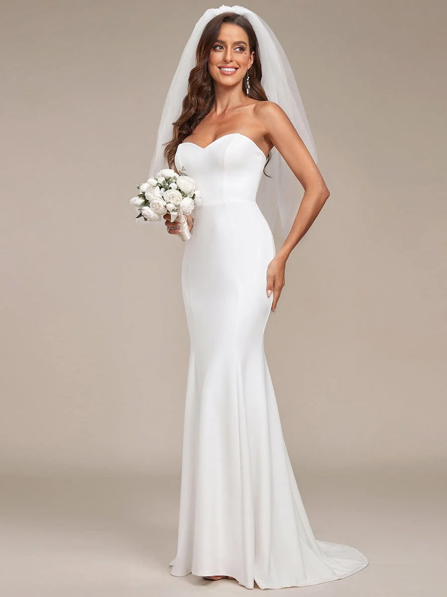 Simple Strapless Sweetheart Mermaid Wedding Dress - Image 6