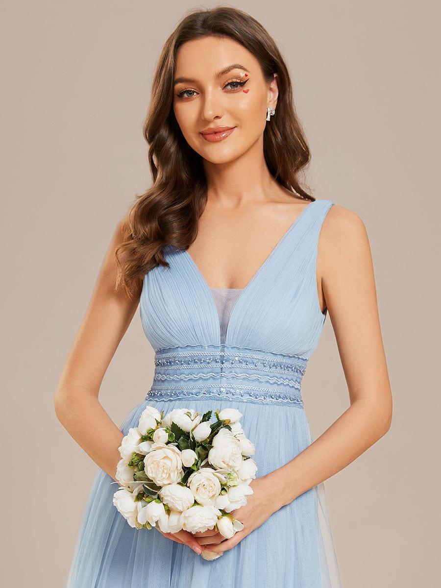 Sleeveless Deep V Low Back Long Wedding Dress - Image 25