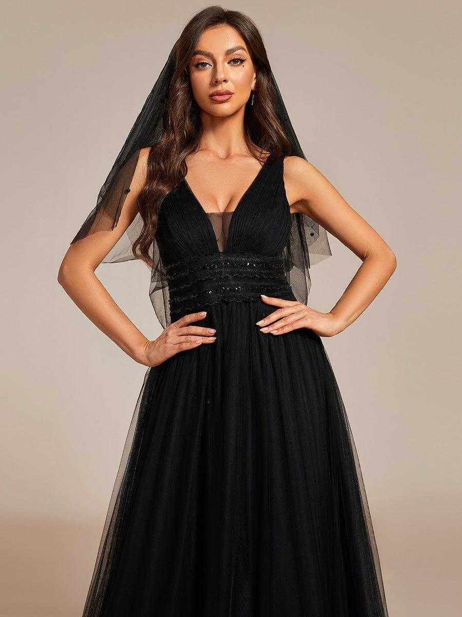 Sleeveless Deep V Low Back Long Wedding Dress - Image 31