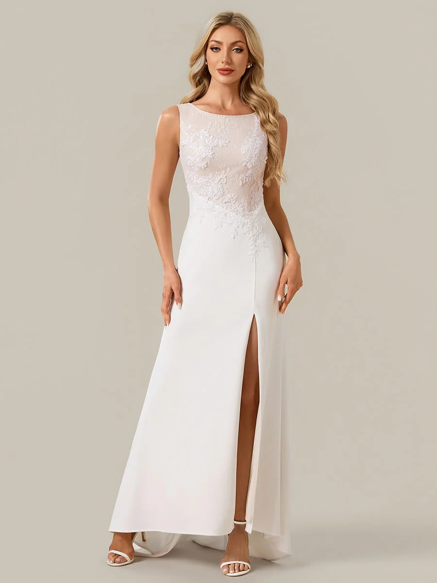 Lace Bodice and Front Slit Maxi Dress - Image 3
