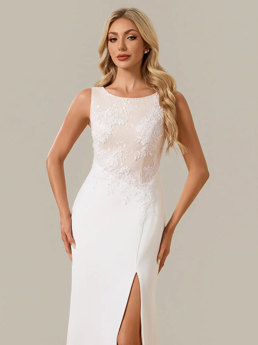 Lace Bodice and Front Slit Maxi Dress - Image 5