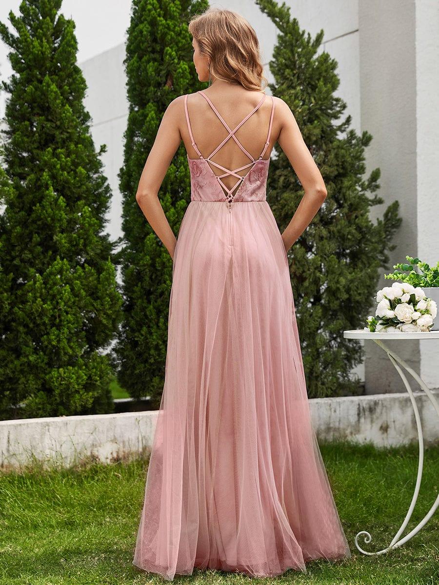 ever LOGAN|Sleeveless Paillette Tulle Dress with Cross-Back Straps In Pink - Image 2
