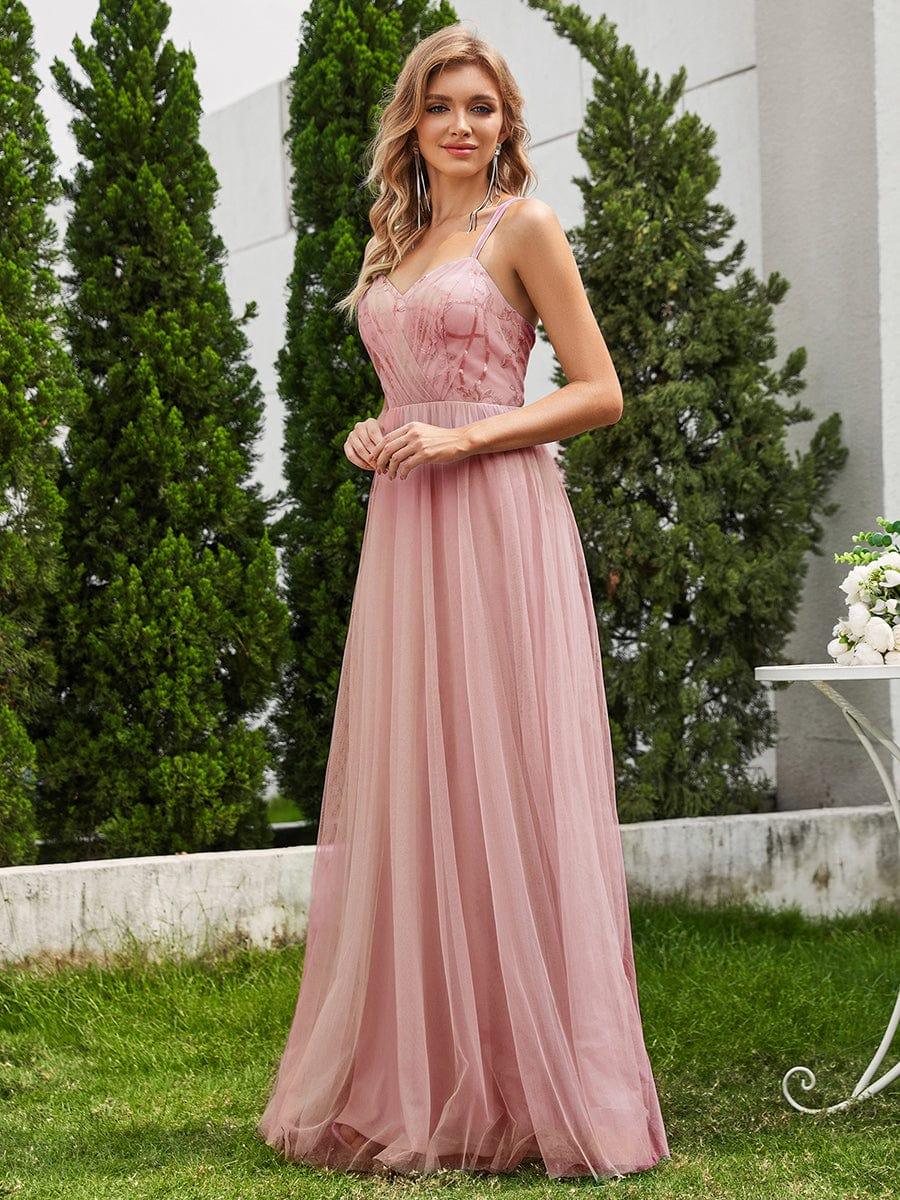 ever LOGAN|Sleeveless Paillette Tulle Dress with Cross-Back Straps In Pink - Image 4