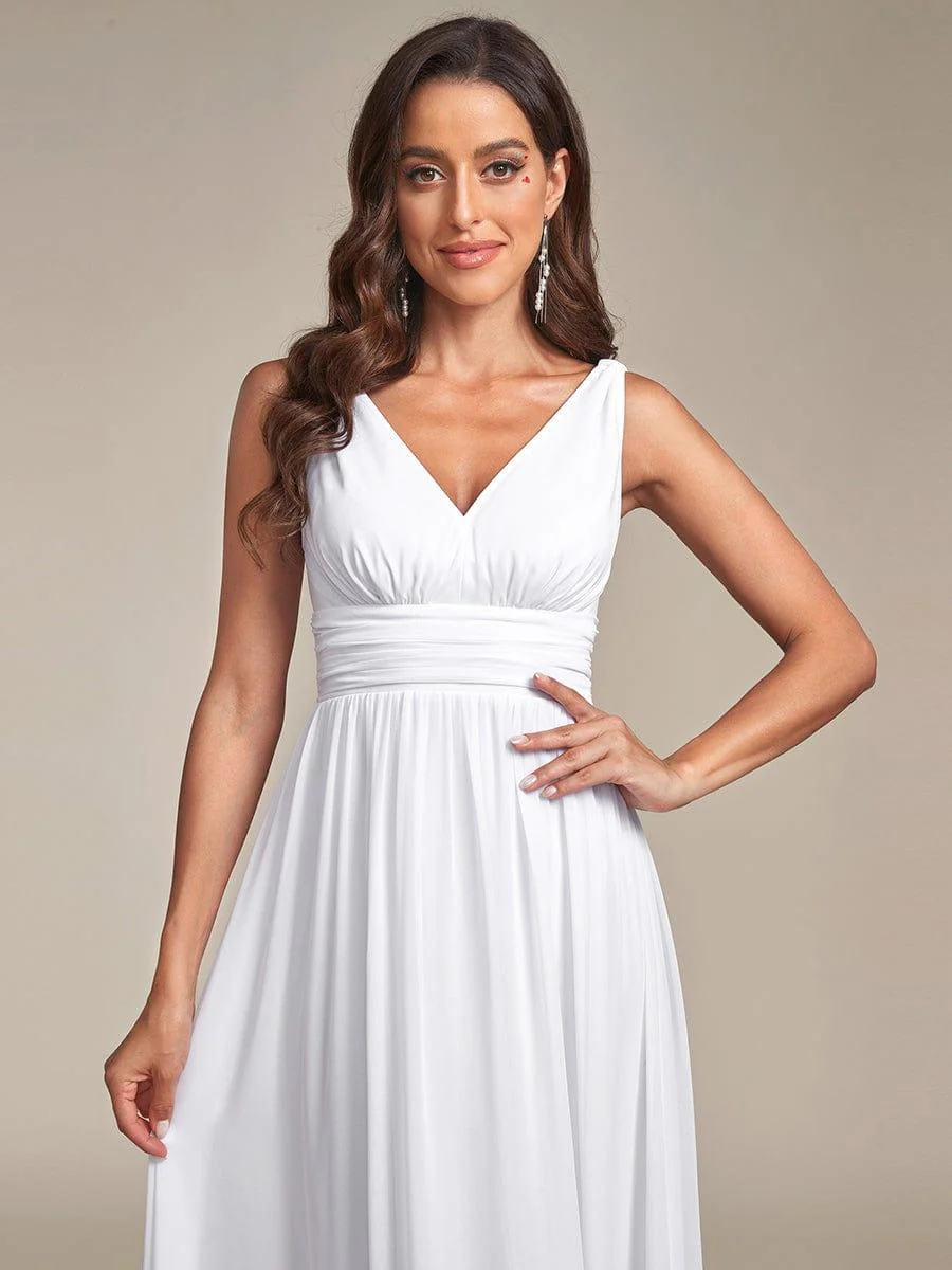 ever HUSH|V Neck Sleeveless Pleated Chiffon Evening Dress - Image 106