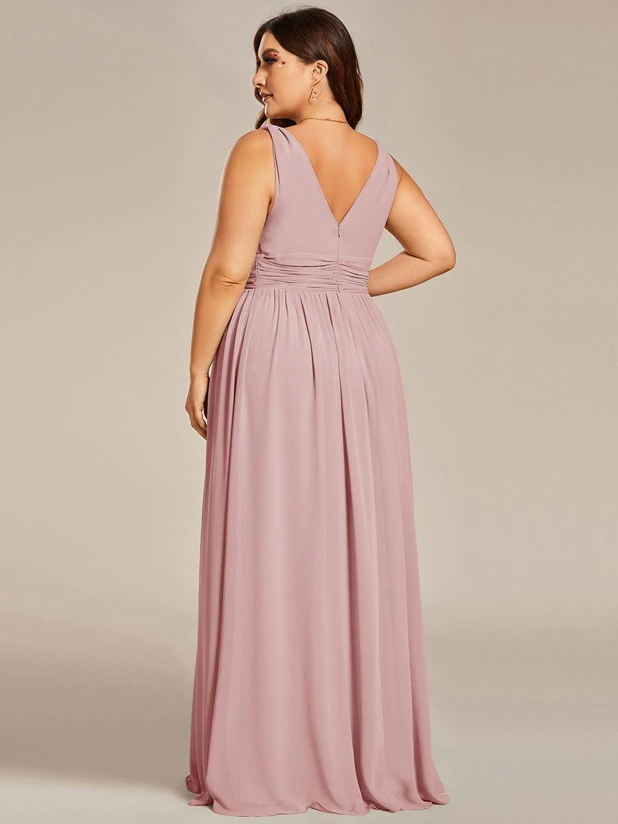 ever HUSH|V Neck Sleeveless Pleated Chiffon Evening Dress - Image 115