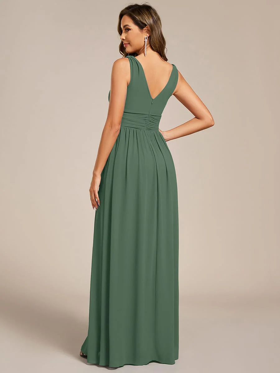 ever HUSH|V Neck Sleeveless Pleated Chiffon Evening Dress - Image 119