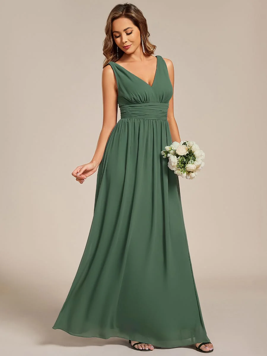 ever HUSH|V Neck Sleeveless Pleated Chiffon Evening Dress - Image 121