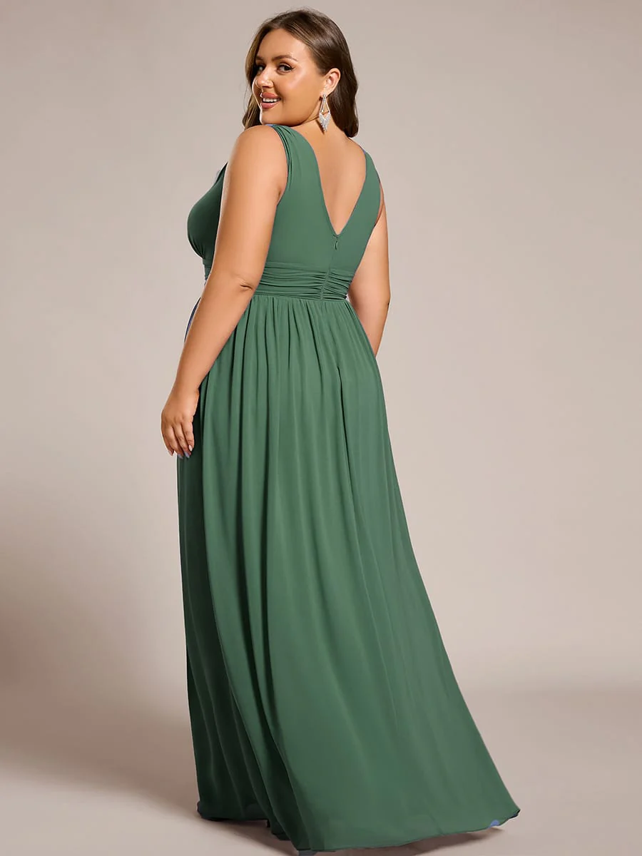 ever HUSH|V Neck Sleeveless Pleated Chiffon Evening Dress - Image 125