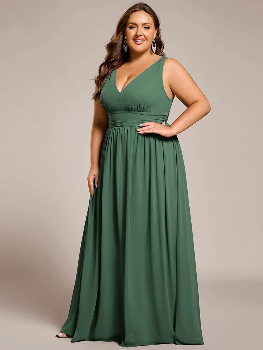 ever HUSH|V Neck Sleeveless Pleated Chiffon Evening Dress - Image 126