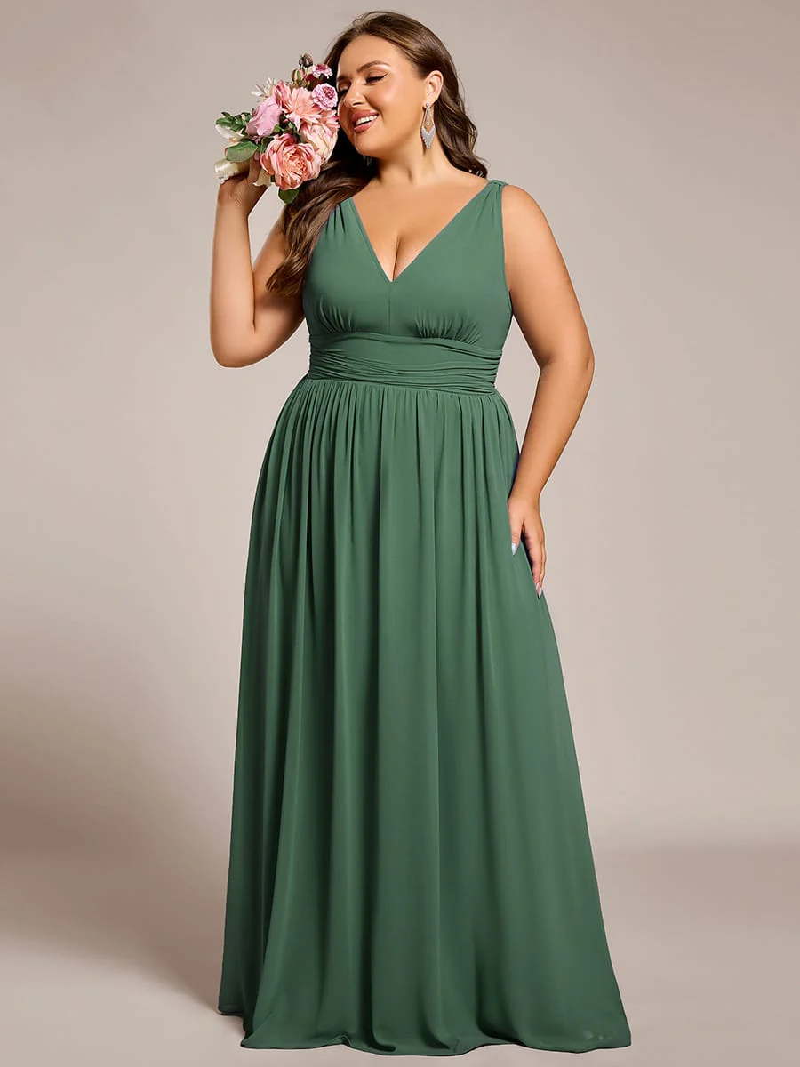 ever HUSH|V Neck Sleeveless Pleated Chiffon Evening Dress - Image 127