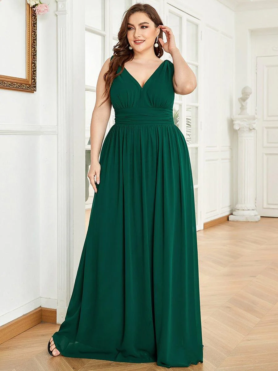 ever HUSH|V Neck Sleeveless Pleated Chiffon Evening Dress - Image 15