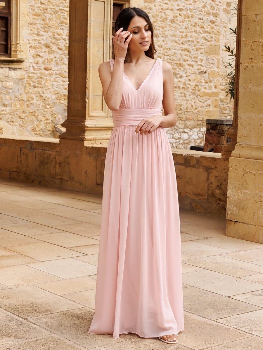 ever HUSH|V Neck Sleeveless Pleated Chiffon Evening Dress - Image 24