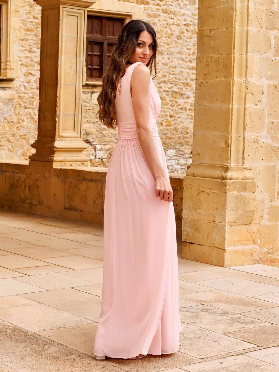 ever HUSH|V Neck Sleeveless Pleated Chiffon Evening Dress - Image 25