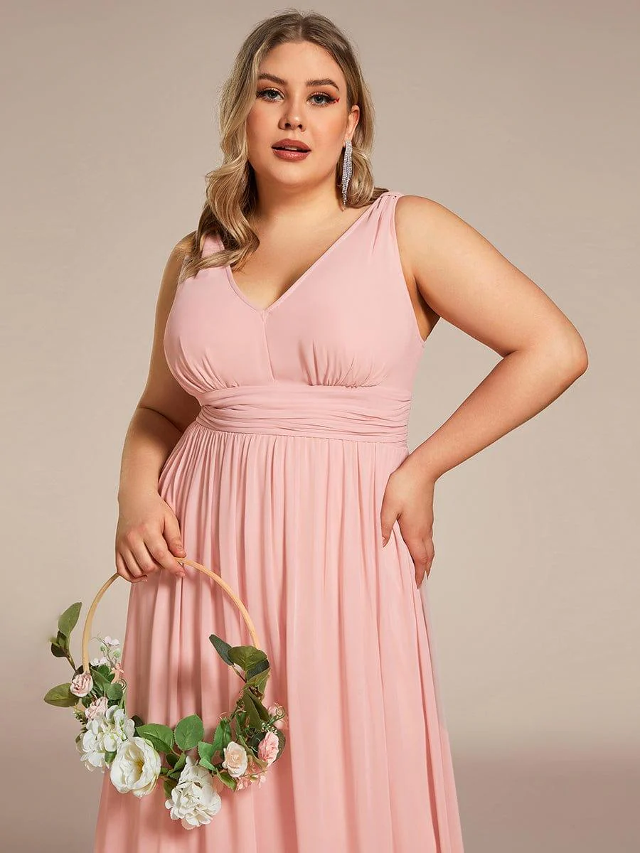 ever HUSH|V Neck Sleeveless Pleated Chiffon Evening Dress - Image 28