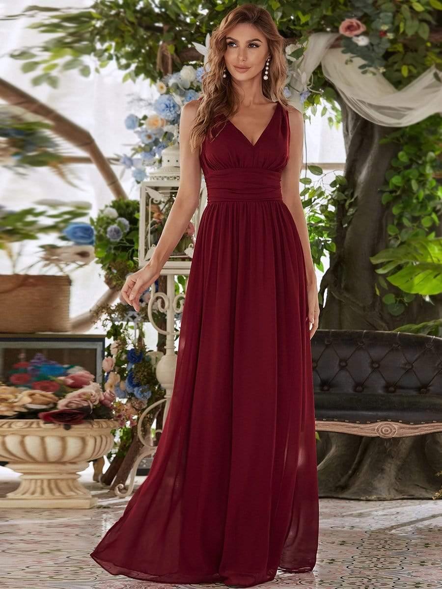 ever HUSH|V Neck Sleeveless Pleated Chiffon Evening Dress - Image 30