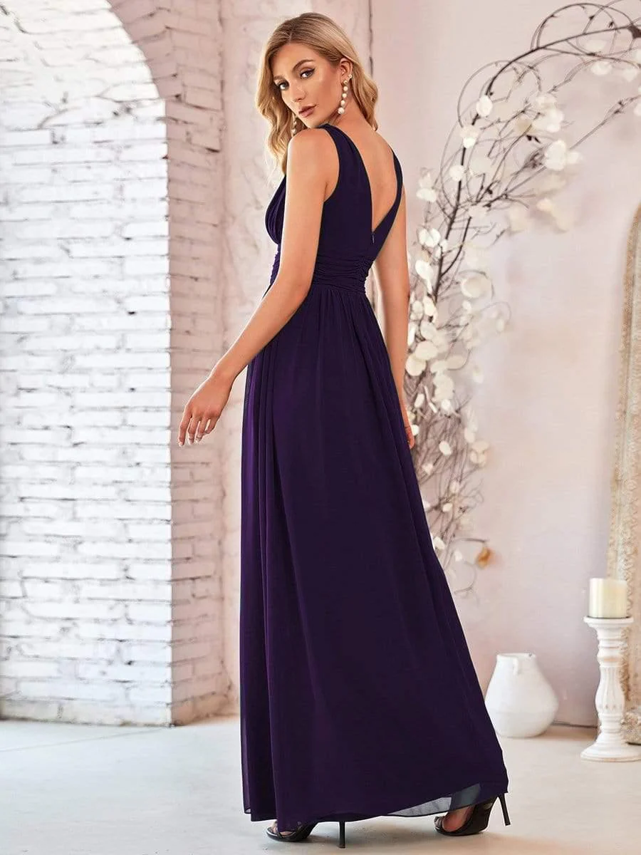 ever HUSH|V Neck Sleeveless Pleated Chiffon Evening Dress - Image 39